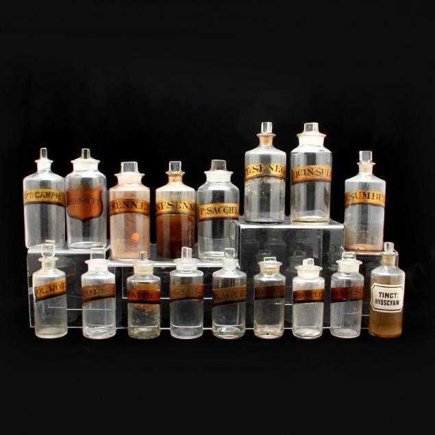 group-of-apothecary-17-pharmacy-bottles