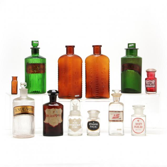group-of-twelve-vintage-and-antique-poison-bottles