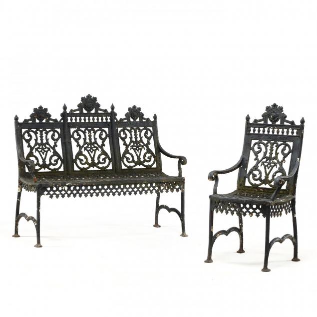 william-adams-victorian-cast-iron-garden-bench-and-chair