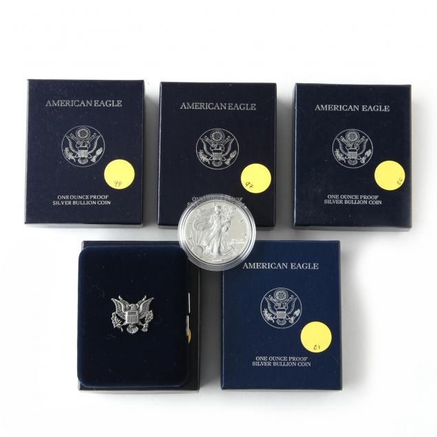 five-different-proof-american-eagle-silver-bullion-coins