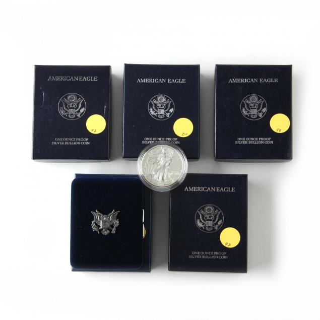 five-different-proof-american-eagle-silver-bullion-coins