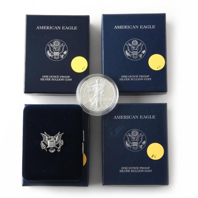 four-different-proof-american-eagle-silver-bullion-coins