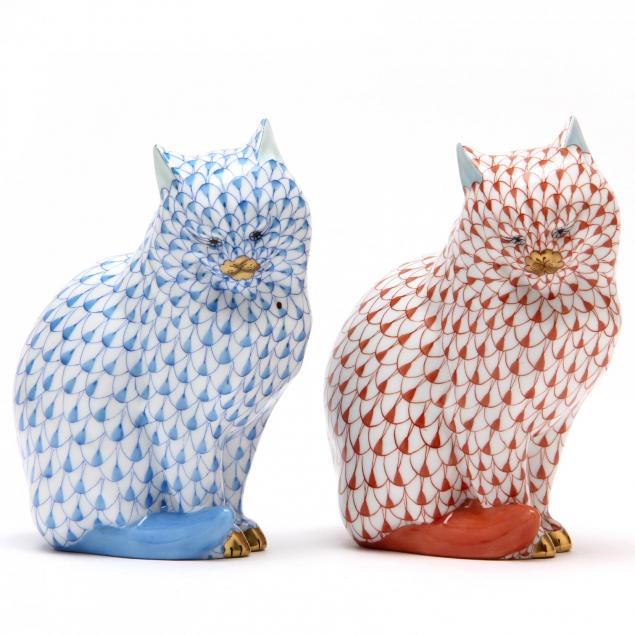 a-pair-of-herend-porcelain-seated-cats