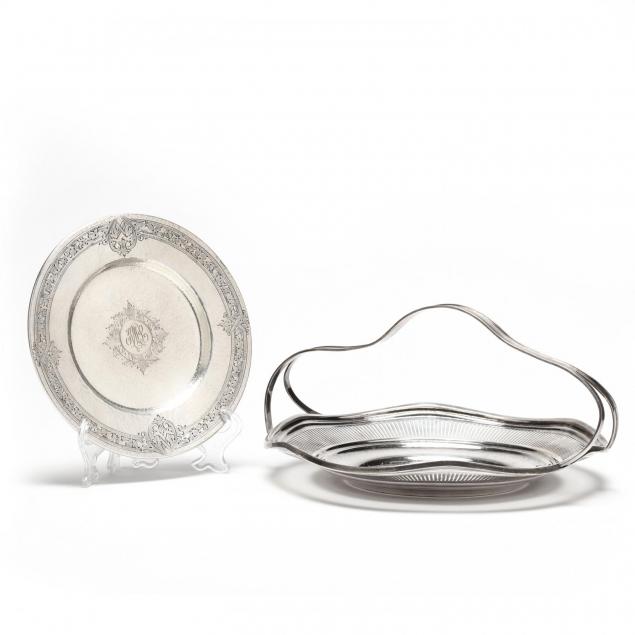 sterling-silver-handled-cake-plate-and-bread-dish