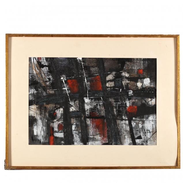 mid-century-red-black-abstract-painting