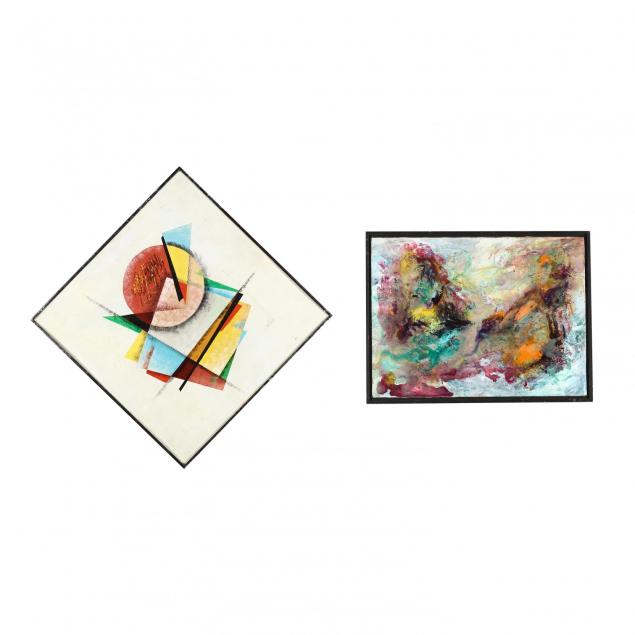 two-vintage-color-abstract-paintings