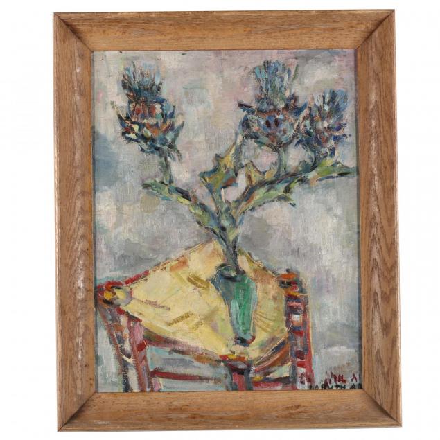 mid-century-still-life-painting-with-branches-and-table