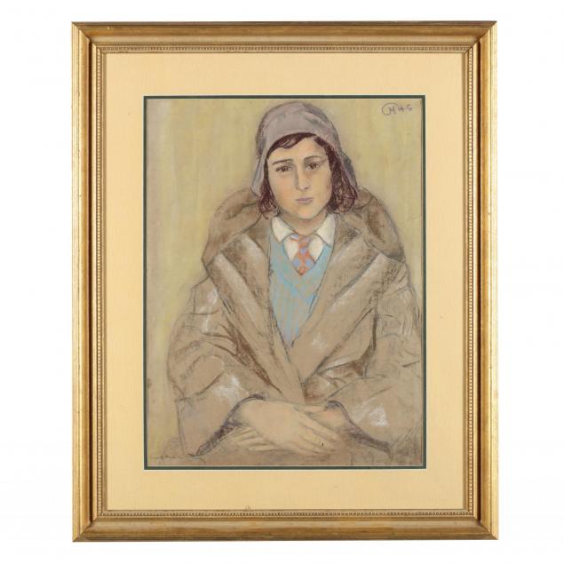 pastel-portrait-of-a-young-woman-dated-1945
