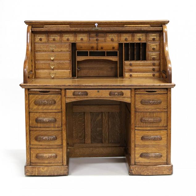 antique-oak-s-scroll-desk