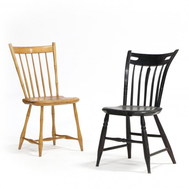 two-antique-plank-seat-chairs