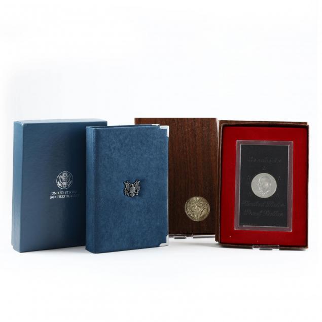 two-1971-s-proof-dollars-and-1987-prestige-proof-set