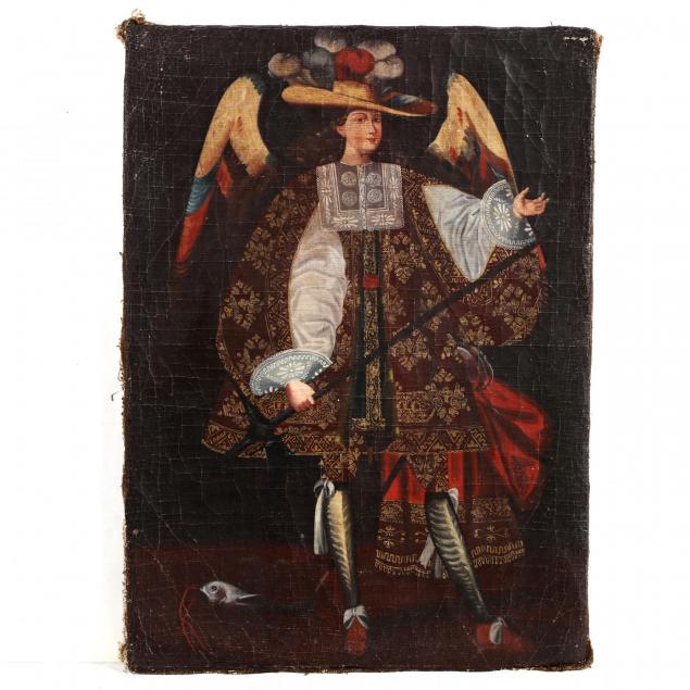 spanish-colonial-style-painting-of-an-archangel