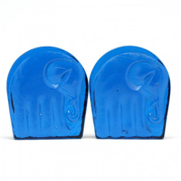 blenko-glass-elephant-bookends