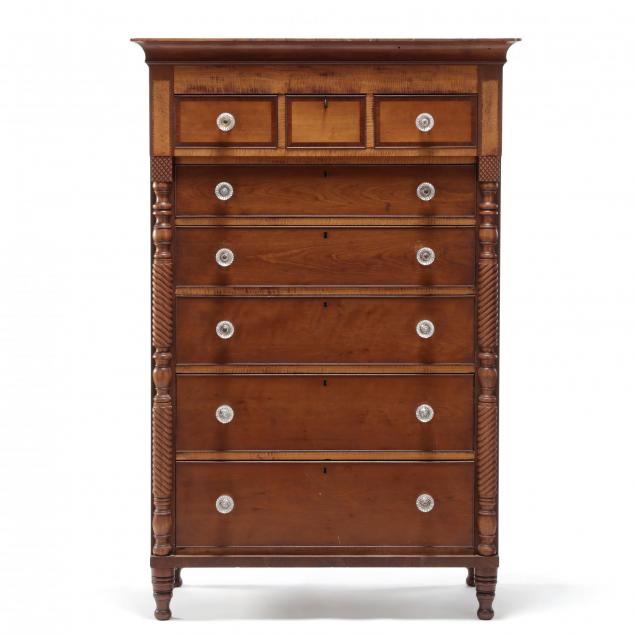 late-federal-tiger-maple-cherry-tall-chest-of-drawers