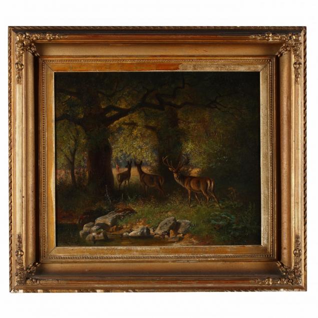 carl-oswald-rostosky-german-1839-1868-deer-in-wood