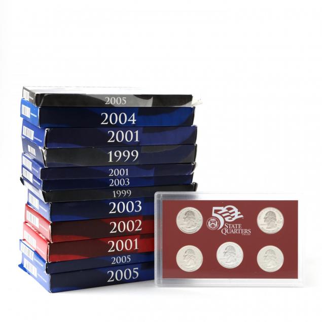 twelve-1999-2005-proof-sets-some-silver-sets