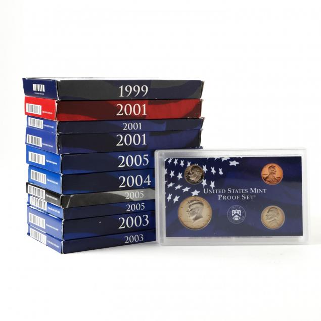 ten-1999-2005-proof-sets-some-silver-sets