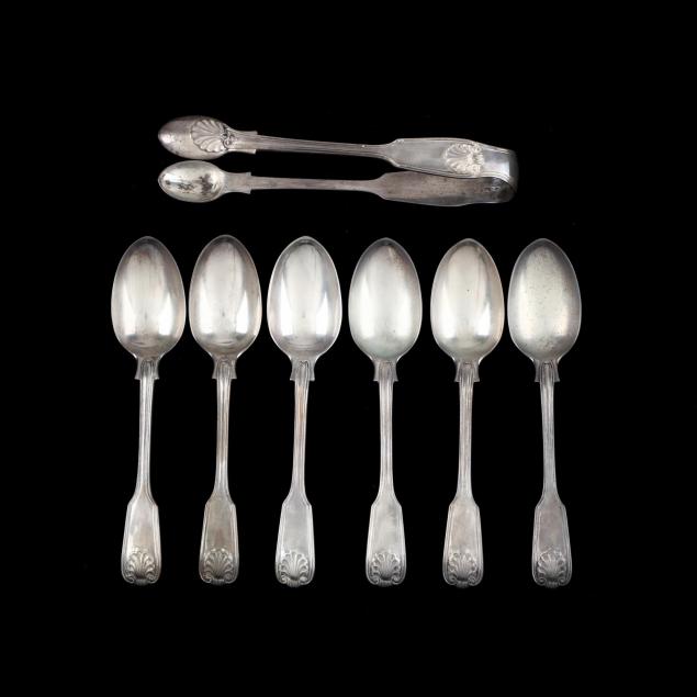 victorian-silver-teaspoons-sugar-tongs