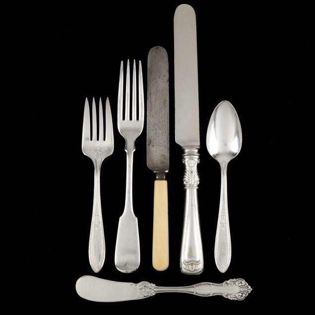 group-of-vintage-silverplate-flatware