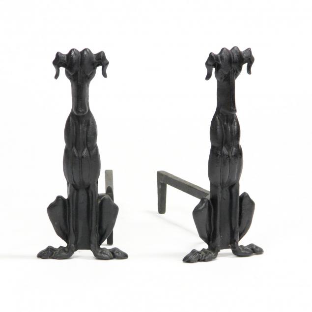 pair-of-cast-iron-hound-form-andirons