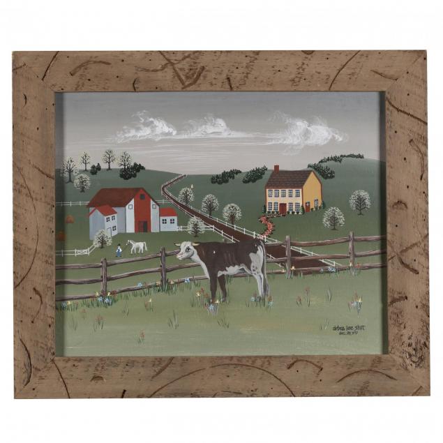 debra-lee-skut-20th-century-folky-farm-with-cow