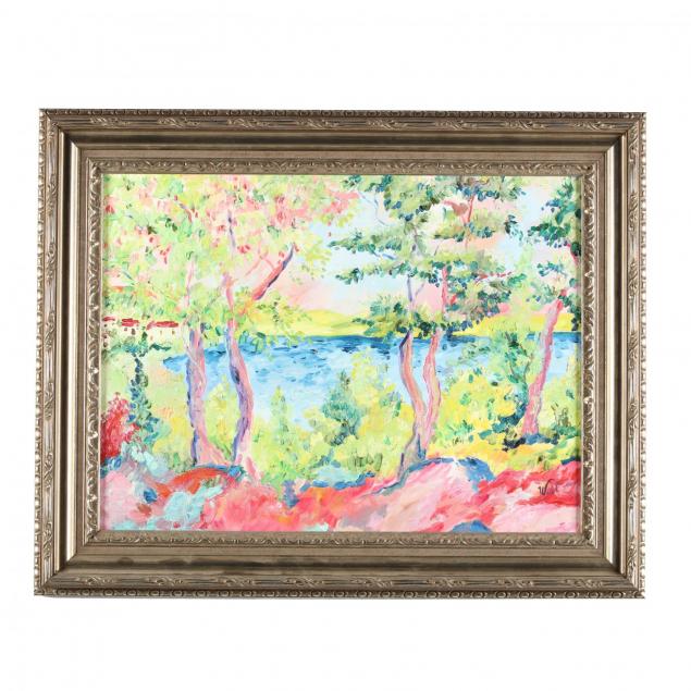 betty-west-nc-20th-21st-c-fauvist-style-landscape-with-trees