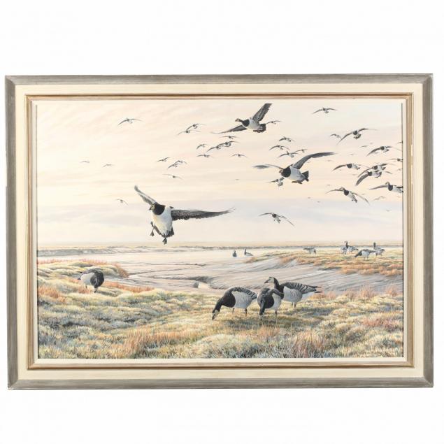 martin-ridley-british-b-1967-i-incoming-barnacle-geese-i