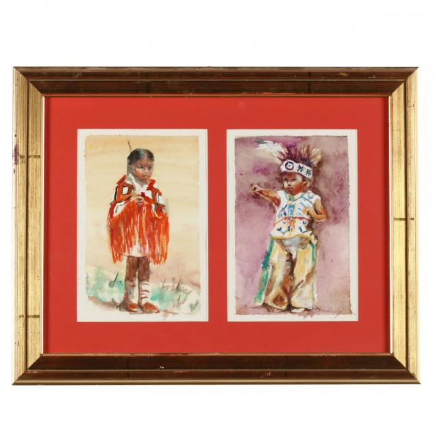 two-watercolors-of-american-indian-children