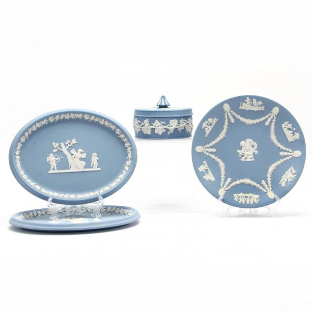 four-pieces-of-blue-and-white-wedgwood
