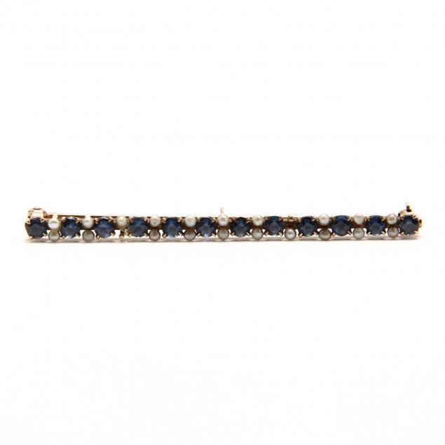 vintage-14kt-sapphire-and-pearl-bar-brooch-krementz