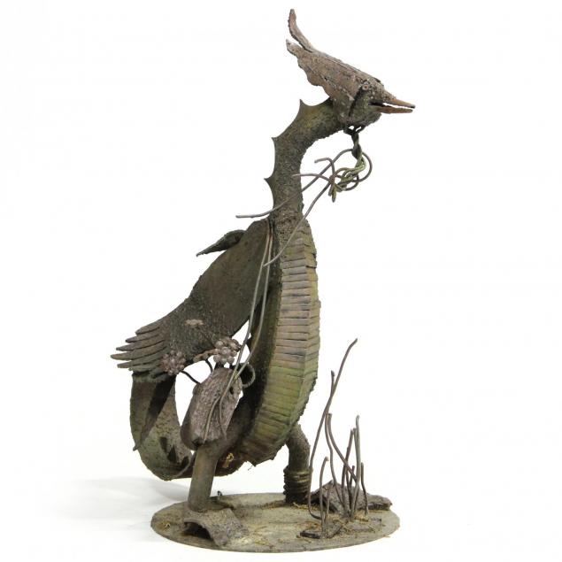 contemporary-iron-sculpture-of-mythical-goose-dragon