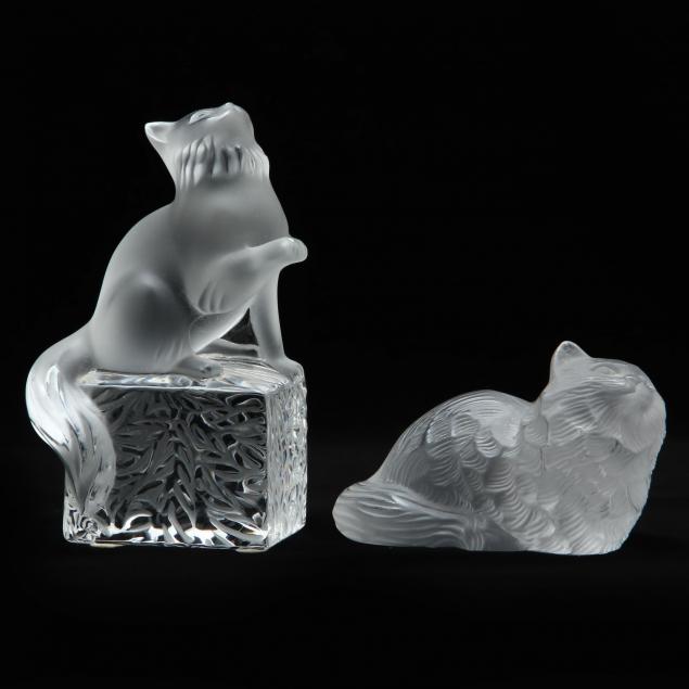 lalique-and-sevres-crystal-cats