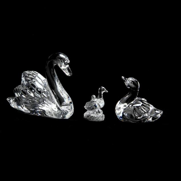 three-waterford-crystal-water-fowl-sculptures