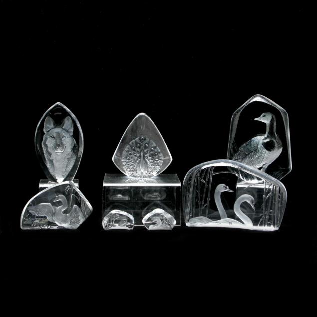 mats-jonasson-swedish-20th-century-seven-glass-sculptures