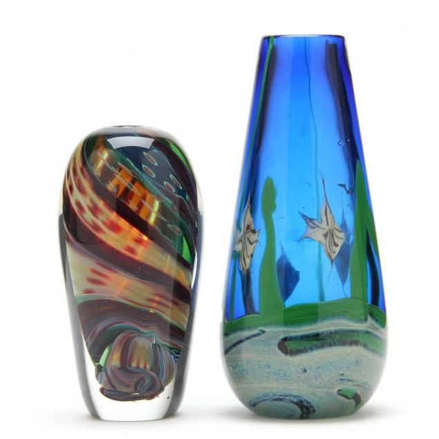 two-contemporary-cased-art-glass-vases