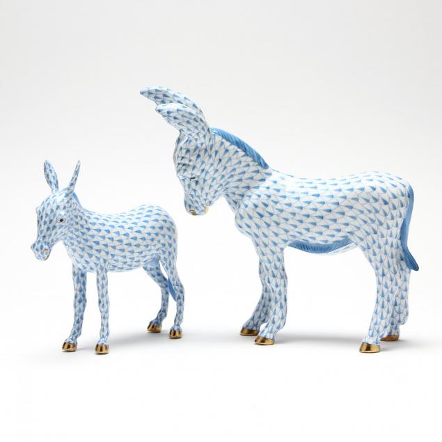 two-herend-donkey-figurines