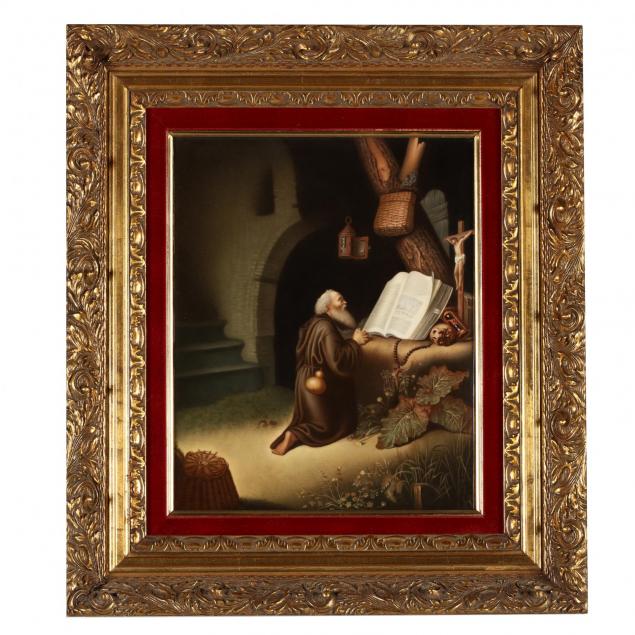 an-antique-kpm-porcelain-plaque-of-saint-jerome-in-prayer