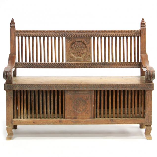 anglo-indian-carved-chicken-coop-bench