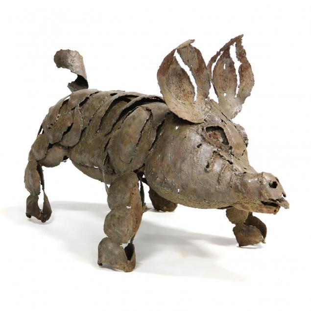 artist-signed-sheet-metal-figure-of-a-pig