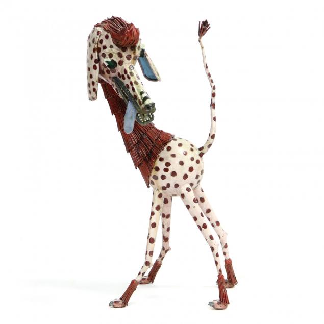 polychrome-painted-outdoor-figure-of-a-spotted-poodle