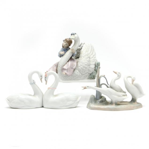 lladro-three-figures-of-water-fowl