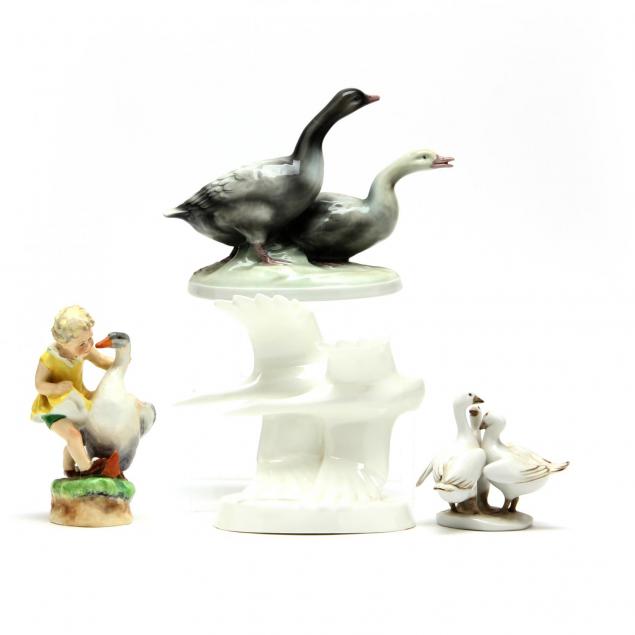 four-porcelain-geese-figurines