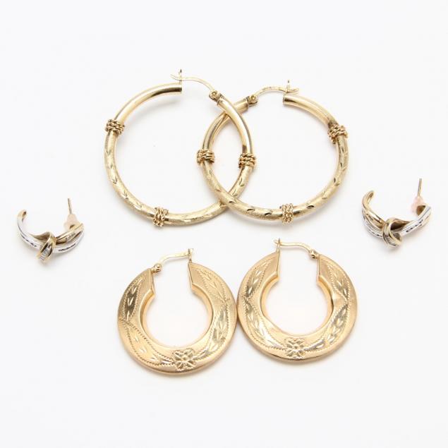 three-pairs-of-gold-earrings