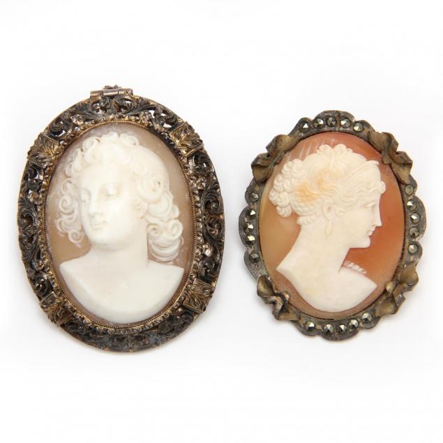 two-sterling-cameo-brooches-pendants