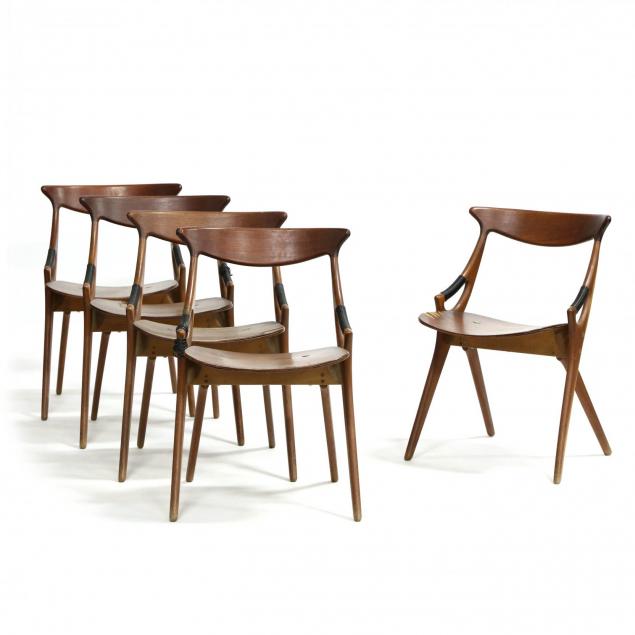 arne-hovmand-olsen-set-of-five-model-71-chairs