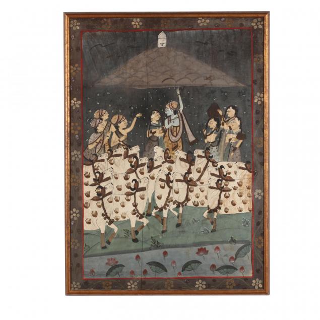 painting-of-krishna-lifting-mount-govardhana