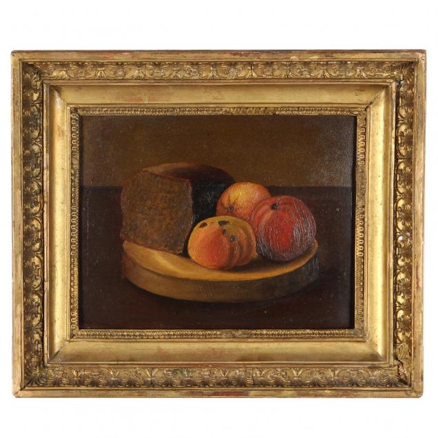 folk-art-still-life-painting-of-peaches-and-bread