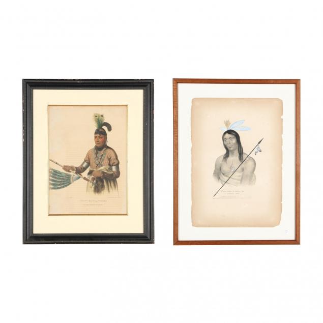 thomas-james-mckenney-hall-19th-c-two-hand-colored-lithographs-picturing-american-indians