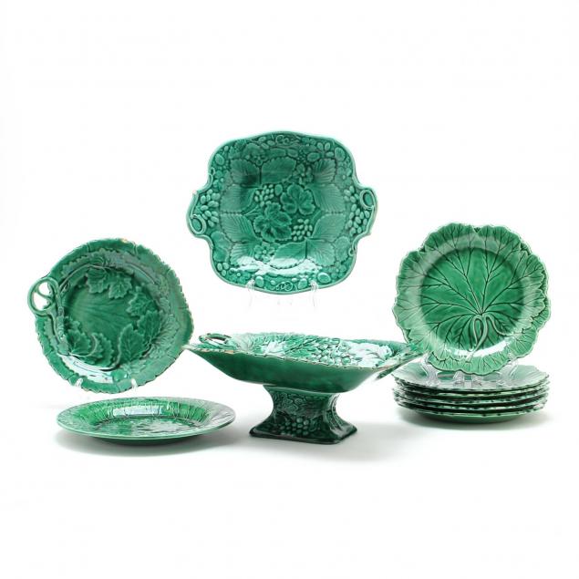 ten-pieces-of-green-glazed-majolica