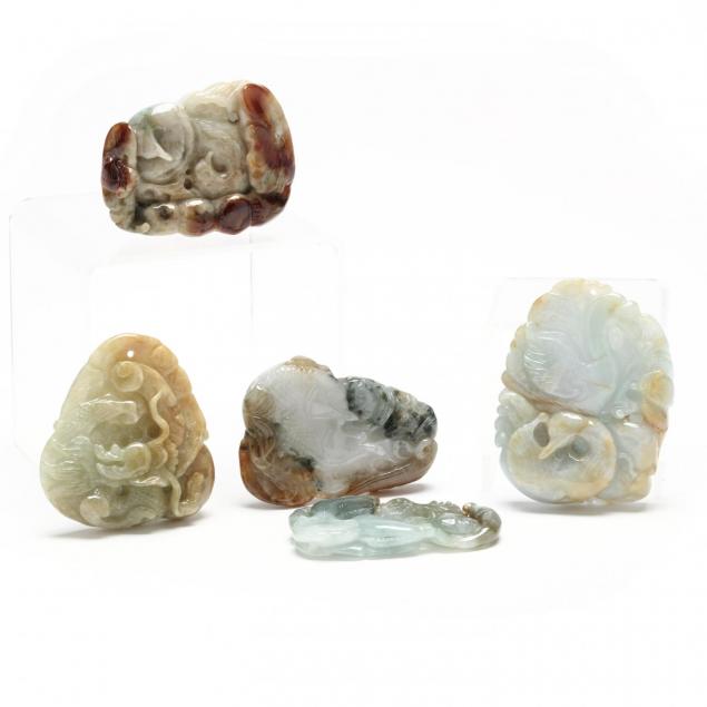 five-chinese-jade-pendants